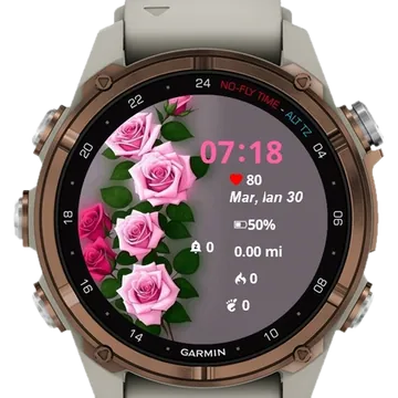 Pink Roses Garmin watch face preview