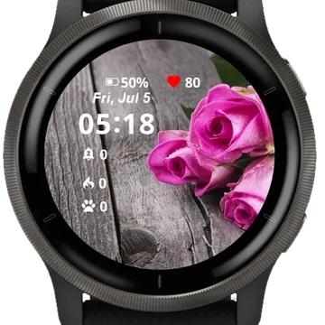 Pink Roses Background Garmin watch face preview
