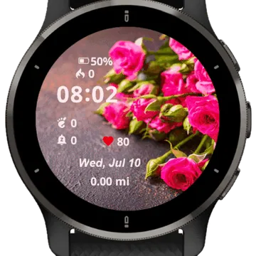 Pink Roses Background Garmin watch face preview