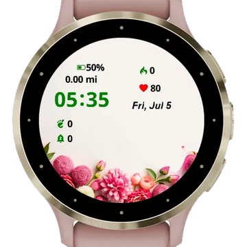 Pink Roses Flowers Garmin watch face preview