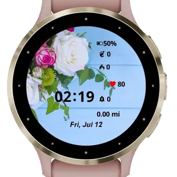 Pink Roses Flowers Garmin watch face preview