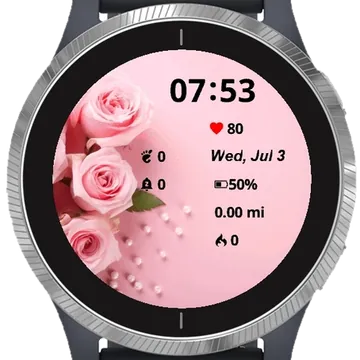 Pink Roses Flowers Garmin watch face preview