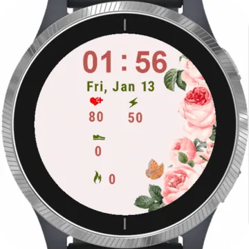 Pink Roses Frame Garmin watch face preview