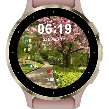 Pink Tree Middle Park Garmin watch face preview