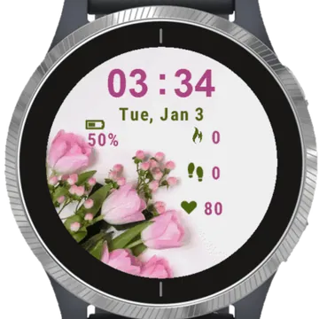 Pink Tulip Flowers Garmin watch face preview