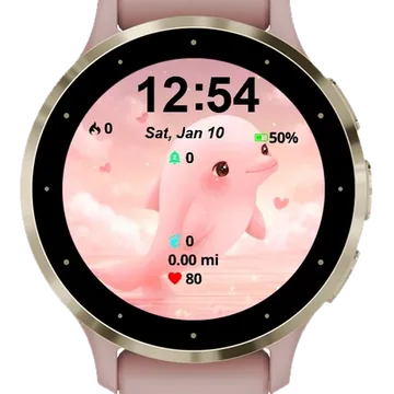 Pink Whale Garmin watch face preview