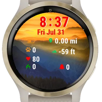 Plane Flying Over Mountain Range Garmin watch face preview