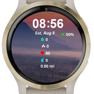 Plane Flying Sky Above Mountains Garmin watch face preview