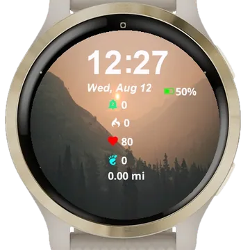 Plane Flying Sky Over Mountains Garmin watch face preview