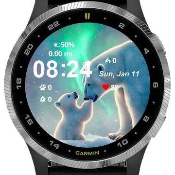 Polar Bear Her Cub Garmin watch face preview