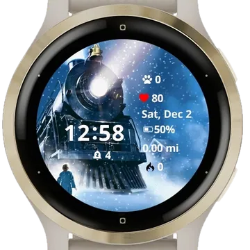 Polar Express Excitement Garmin watch face preview