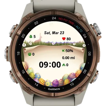 Portrait Bunny and Eggs Garmin watch face preview