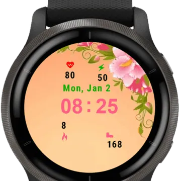 Portrait Flowers Garmin watch face preview