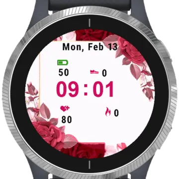 Portrait Flowers Garmin watch face preview