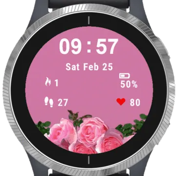 Portrait Flowers Garmin watch face preview