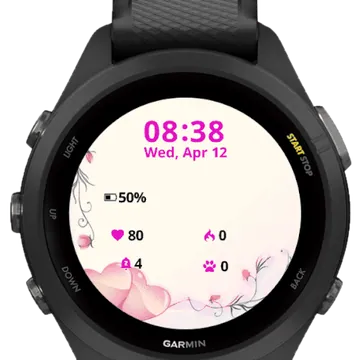 Portrait Heart Flowers Garmin watch face preview