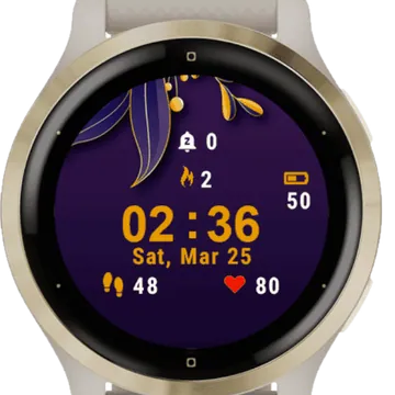 Portrait Leaves Garmin watch face preview