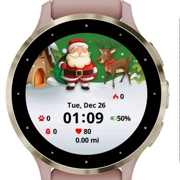 Portrait Merry Christmas Garmin watch face preview