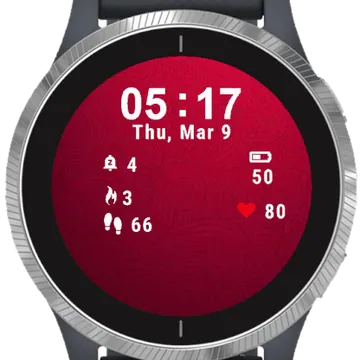 Portrait Red Garmin watch face preview