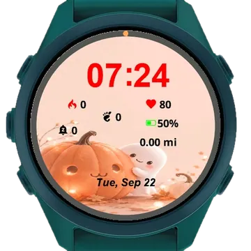 Pumpkin Ghost Face Garmin watch face preview
