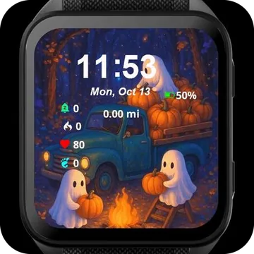 Pumpkins and Ghosts Garmin watch face preview