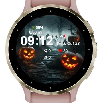 Pumpkins Cemetery Garmin watch face preview