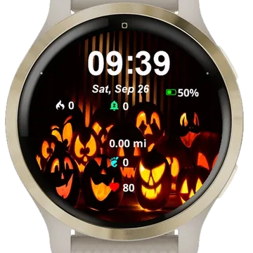 Pumpkins Glowing Faces Them Garmin watch face preview