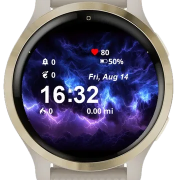 Purple Blue Lightning Streaks Garmin watch face preview