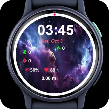 Purple Blue Nebula Stars Garmin watch face preview