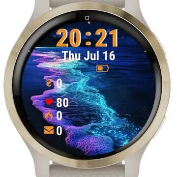 Purple Blue Waves Beach Night Garmin watch face preview