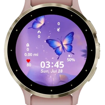 Purple Butterfly Garmin watch face preview