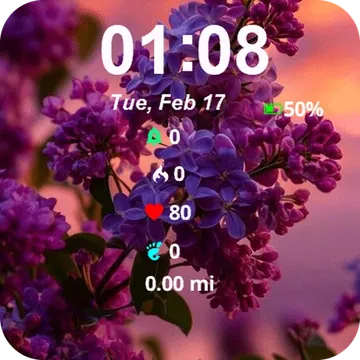 Purple Flower Sunset Garmin watch face preview