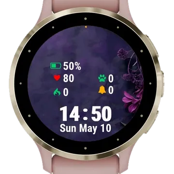 Purple Flowers Dark Garmin watch face preview