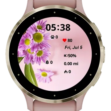 Purple Flowers Pink Garmin watch face preview