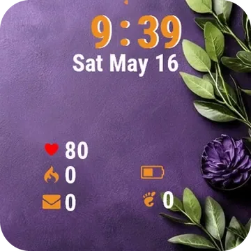 Purple Flowers Garmin watch face preview