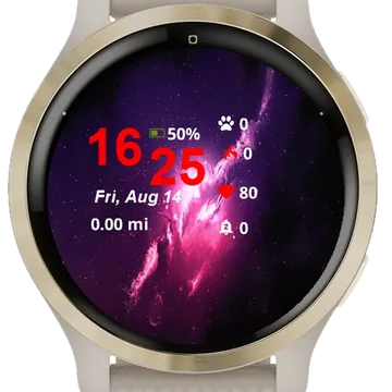 Purple Galaxy Stars Garmin watch face preview