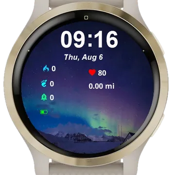 Purple Green Aurora Lights Garmin watch face preview