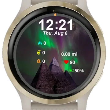 Purple Green Aurora Lights Illuminate Garmin watch face preview