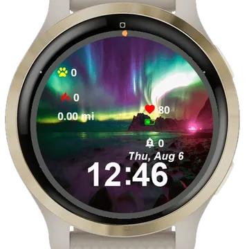 Purple Green Aurora Lights Shine Garmin watch face preview