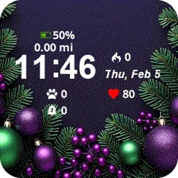 Purple Green Balls Garmin watch face preview