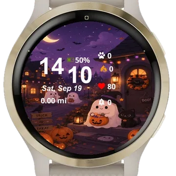 Purple Night Scene Halloween Garmin watch face preview