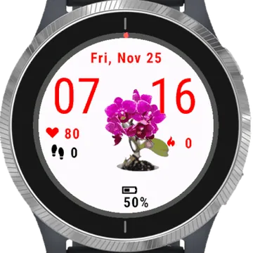 Purple Orchid Flowers Garmin watch face preview
