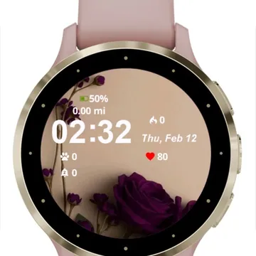Purple Roses Eucalyptus Garmin watch face preview