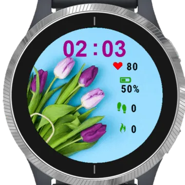 Purple Tulips Garmin watch face preview