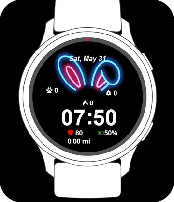Rabbit Neon Garmin watch face preview