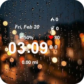 Rain Drops Window Garmin watch face preview