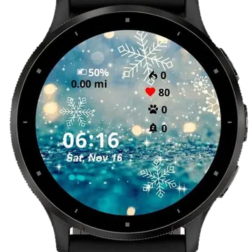 Rain With Snowflakes Garmin watch face preview