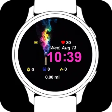 Rainbow Flame Garmin watch face preview