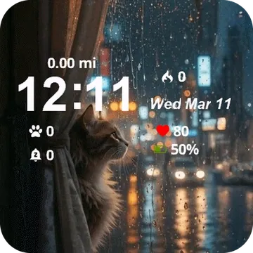 Rainy Cat Window Garmin watch face preview