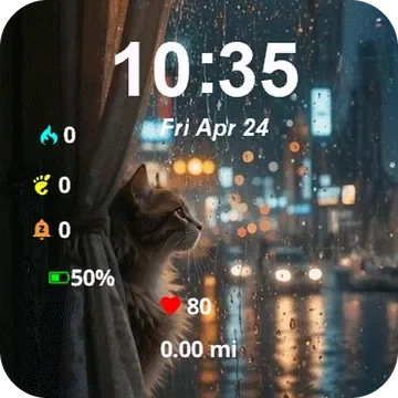 Rainy Cat Window Garmin watch face preview